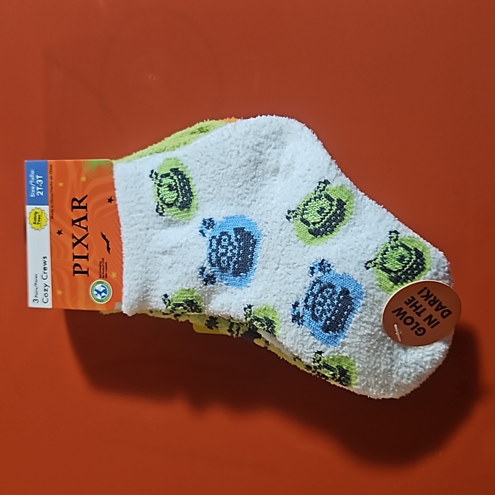 DISNEY PIXAR MONSTERS INC: 3 PK SOCKS: NEW WITH TAGS: SIZE 2T/3T